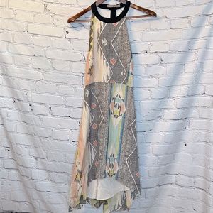 Aryn K. Cream Black Halter-Style High-Low Dress Size Medium Excellent Condition